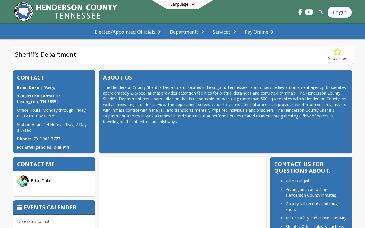 Henderson County sheriff jail records and recent arrest contact page
