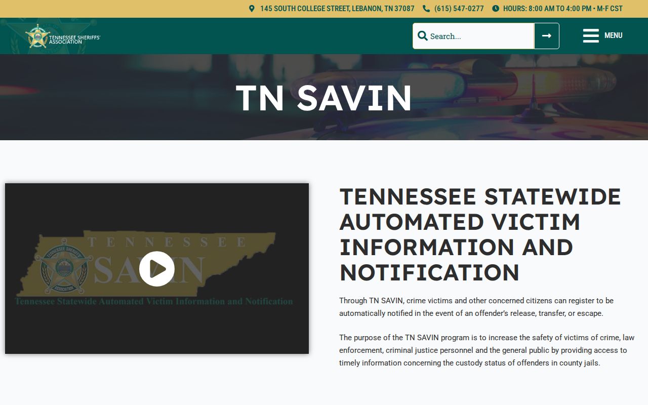 Tennessee SAVIN Henderson County VINELink sheriff participation