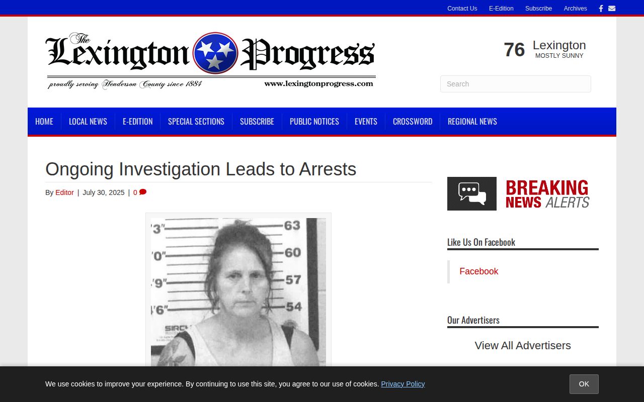 Lexington recent arrest news coverage by Lexington Progress